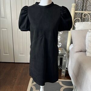 THML Super Cute Black Suede Puff Sleeve Mini Dress Size XS
